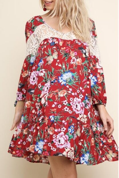 Red floral dress
