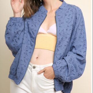 Blue light weight lined zipper up jacket