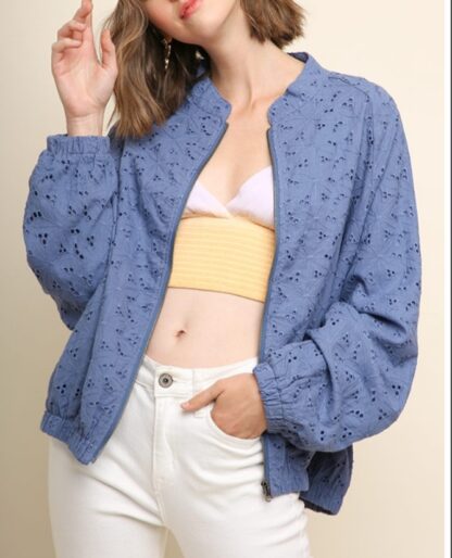 Blue light weight lined zipper up jacket