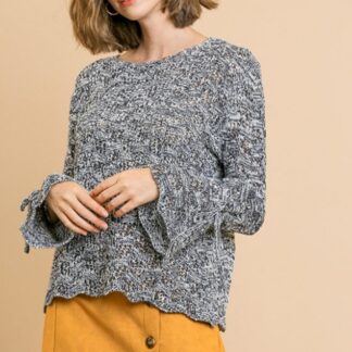 Navy denim & white knit sweater