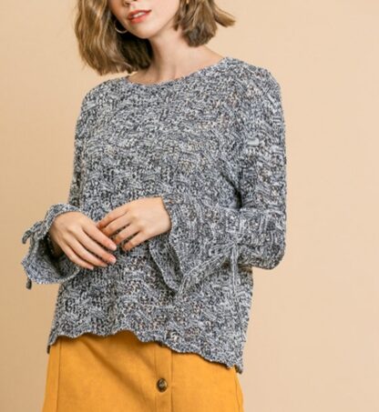 Navy denim & white knit sweater