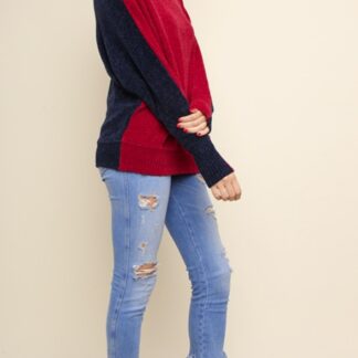 Red & Navy Chenille sweater