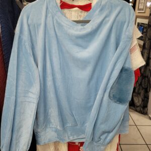 Baby blue velvet fuzzy long sleeve