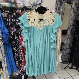 Aqua Marine dress with floral lace