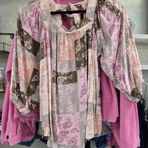 Pink Patchwork Floral Blouse