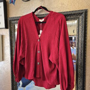 Crimson red button down blouse