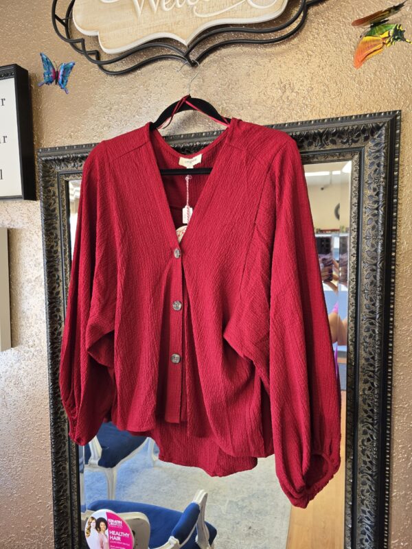 Crimson red button down blouse