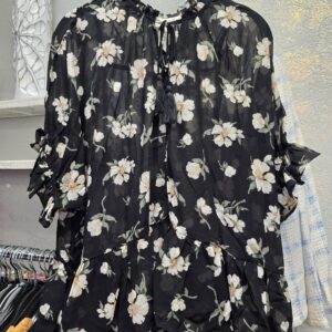 Sheer Black blouse with flowers