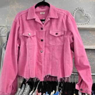 Pink corduroy button up jacket