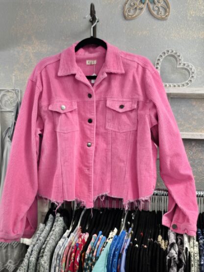 Pink corduroy button up jacket