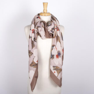 Lightweight floral scarf - Taupe