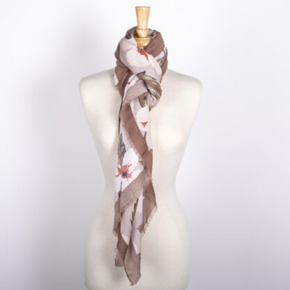 Lightweight floral scarf - Taupe - Image 2
