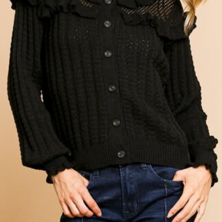 Black knit button down sweater