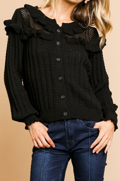 Black knit button down sweater