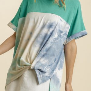 Jade & blue tie dye top. 