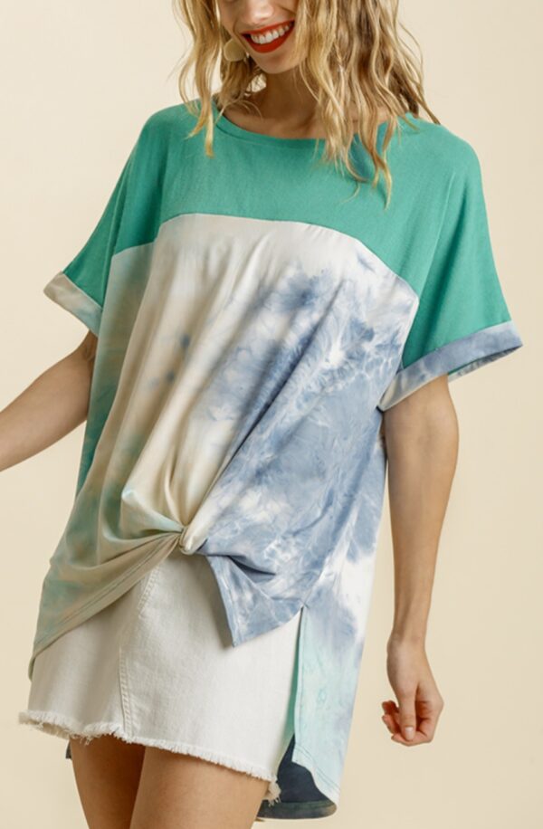 Jade & blue tie dye top. 