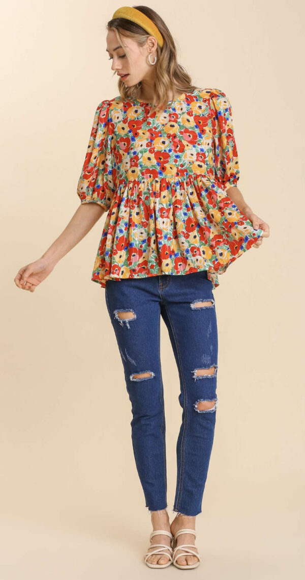 Red mix floral blouse - Image 3