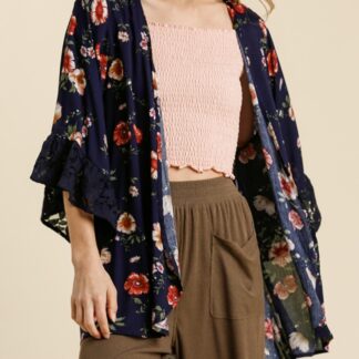 Blue kimono with flowers