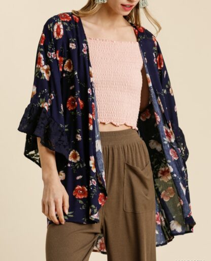 Blue kimono with flowers
