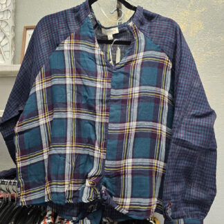 Plaid & Checker Top - Teal, purple, white, yellow